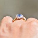 Cornflower Blue Sapphire & Diamond 18ct Yellow Gold Halo Ring (1.25cts)
