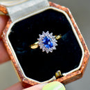 Cornflower Blue Sapphire & Diamond 18ct Yellow Gold Halo Ring (1.25cts)