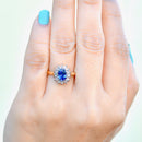 Cornflower Blue Sapphire & Diamond 18ct Yellow Gold Halo Ring (1.25cts)
