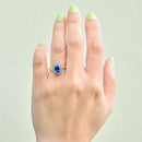 Cornflower Blue Sapphire & Diamond 18ct Yellow Gold Halo Ring (1.25cts)