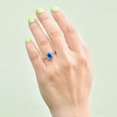 Cornflower Blue Sapphire & Diamond 18ct Yellow Gold Halo Ring (1.25cts)