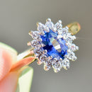 Cornflower Blue Sapphire & Diamond 18ct Yellow Gold Halo Ring (1.25cts)