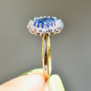 Cornflower Blue Sapphire & Diamond 18ct Yellow Gold Halo Ring (1.25cts)