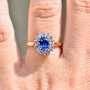Cornflower Blue Sapphire & Diamond 18ct Yellow Gold Halo Ring (1.25cts)