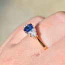 Vintage 1980s Royal Blue Sapphire and Diamond 18ct Yellow Gold Engagement Ring (0.55ct)