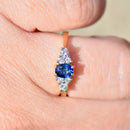 Vintage 1980s Royal Blue Sapphire and Diamond 18ct Yellow Gold Engagement Ring (0.55ct)