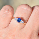 Vintage 1980s Royal Blue Sapphire and Diamond 18ct Yellow Gold Engagement Ring (0.55ct)