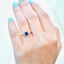 Vintage 1980s Royal Blue Sapphire and Diamond 18ct Yellow Gold Engagement Ring (0.55ct)