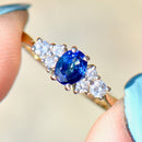 Vintage 1980s Royal Blue Sapphire and Diamond 18ct Yellow Gold Engagement Ring (0.55ct)