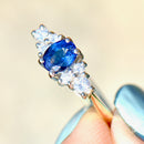 Vintage 1980s Royal Blue Sapphire and Diamond 18ct Yellow Gold Engagement Ring (0.55ct)