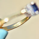 Vintage 1980s Royal Blue Sapphire and Diamond 18ct Yellow Gold Engagement Ring (0.55ct)