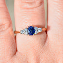 Vintage 1980s Royal Blue Sapphire and Diamond 18ct Yellow Gold Engagement Ring (0.55ct)