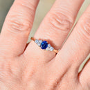 Vintage 1980s Royal Blue Sapphire and Diamond 18ct Yellow Gold Engagement Ring (0.55ct)
