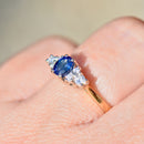 Vintage 1980s Royal Blue Sapphire and Diamond 18ct Yellow Gold Engagement Ring (0.55ct)