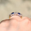 Vintage 1990s Blue Sapphire & Diamonds 18ct Yellow Gold Five-Stone Ring (1.41cts)