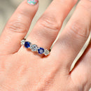 Vintage 1990s Blue Sapphire & Diamonds 18ct Yellow Gold Five-Stone Ring (1.41cts)