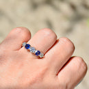 Vintage 1990s Blue Sapphire & Diamonds 18ct Yellow Gold Five-Stone Ring (1.41cts)