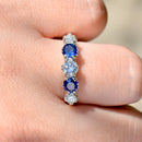 Vintage 1990s Blue Sapphire & Diamonds 18ct Yellow Gold Five-Stone Ring (1.41cts)