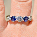 Vintage 1990s Blue Sapphire & Diamonds 18ct Yellow Gold Five-Stone Ring (1.41cts)