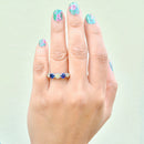 Vintage 1990s Blue Sapphire & Diamonds 18ct Yellow Gold Five-Stone Ring (1.41cts)