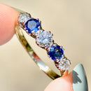 Vintage 1990s Blue Sapphire & Diamonds 18ct Yellow Gold Five-Stone Ring (1.41cts)
