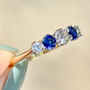 Vintage 1990s Blue Sapphire & Diamonds 18ct Yellow Gold Five-Stone Ring (1.41cts)