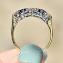 Vintage 1990s Blue Sapphire & Diamonds 18ct Yellow Gold Five-Stone Ring (1.41cts)