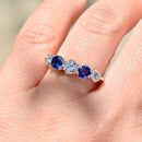 Vintage 1990s Blue Sapphire & Diamonds 18ct Yellow Gold Five-Stone Ring (1.41cts)