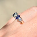 Vintage 1990s Blue Sapphire & Diamonds 18ct Yellow Gold Five-Stone Ring (1.41cts)