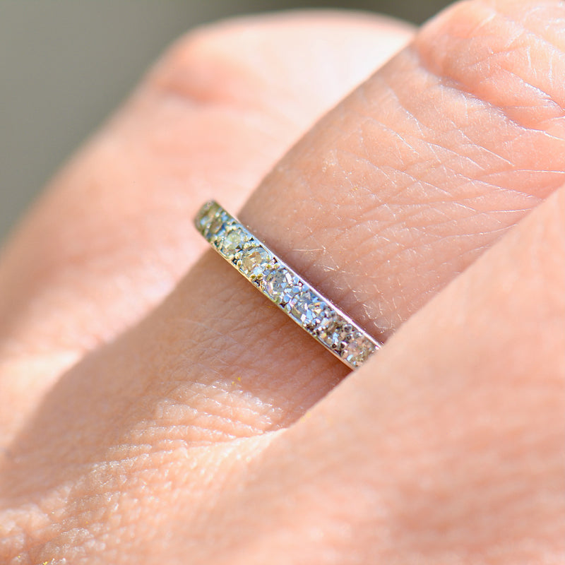 Art Deco 1930s/40s Half Eternity Diamond & Engraved 18ct White Gold and Platinum Band (0.35ct)