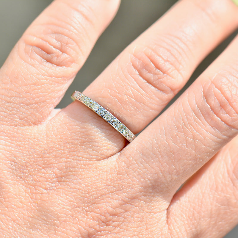 Art Deco 1930s/40s Half Eternity Diamond & Engraved 18ct White Gold and Platinum Band (0.35ct)