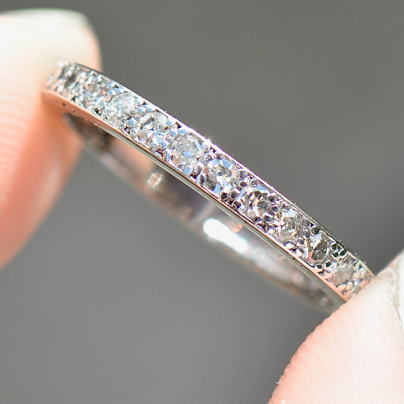 Art Deco 1930s/40s Half Eternity Diamond & Engraved 18ct White Gold and Platinum Band (0.35ct)