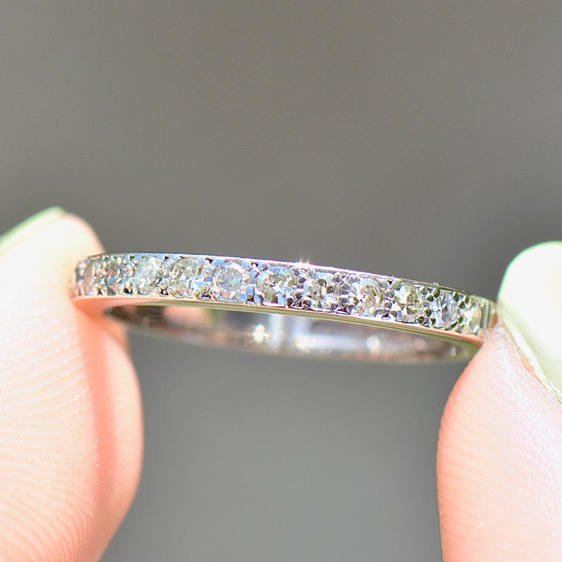 Art Deco 1930s/40s Half Eternity Diamond & Engraved 18ct White Gold and Platinum Band (0.35ct)