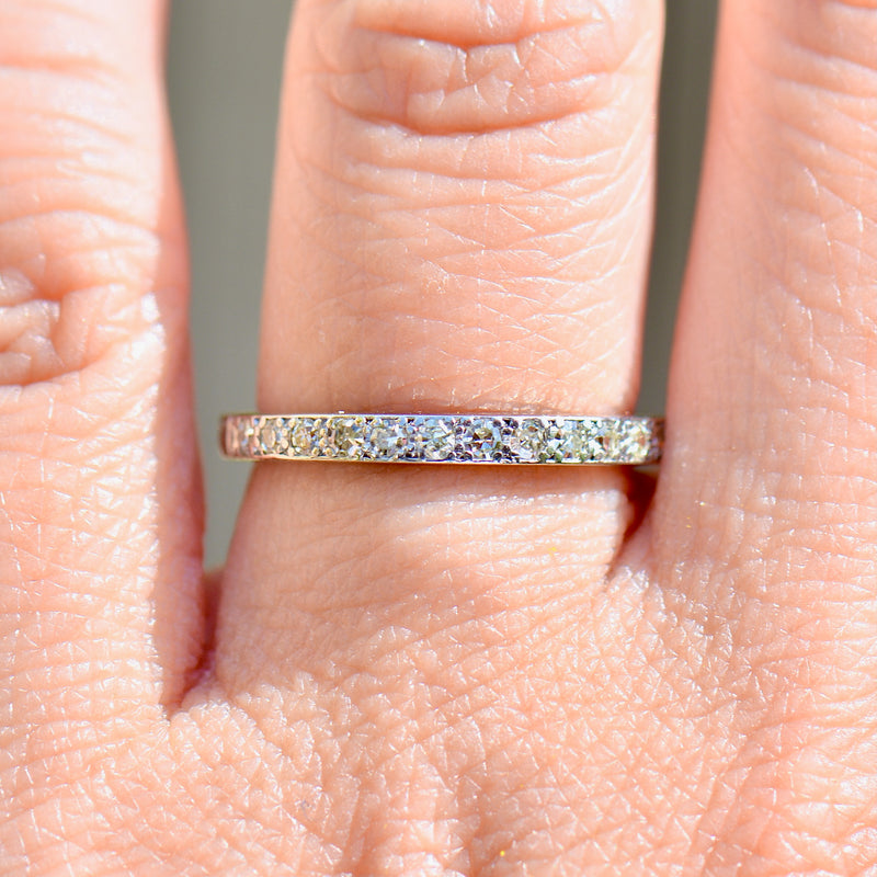 Art Deco 1930s/40s Half Eternity Diamond & Engraved 18ct White Gold and Platinum Band (0.35ct)