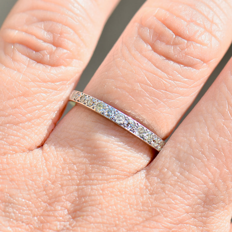 Art Deco 1930s/40s Half Eternity Diamond & Engraved 18ct White Gold and Platinum Band (0.35ct)