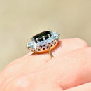 Vintage 1970s Large Sapphire and Diamond 18ct Yellow Gold Halo Ring (4.30cts)