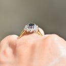 Vintage 1990s Sapphire and Diamond 18ct Yellow Gold Halo Ring (1.24cts)