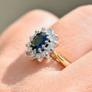 Vintage 1990s Sapphire and Diamond 18ct Yellow Gold Halo Ring (1.24cts)