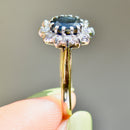 Vintage 1990s Sapphire and Diamond 18ct Yellow Gold Halo Ring (1.24cts)
