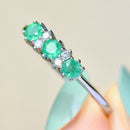 Emerald and Diamond 9ct White Gold Ring (0.75ct)