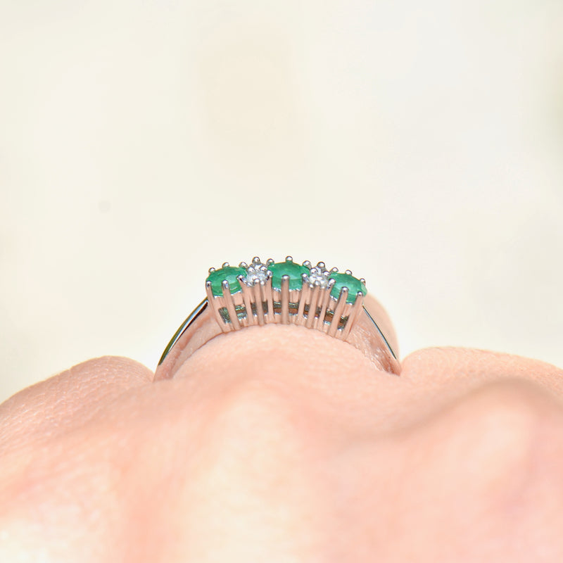 Emerald and Diamond 9ct White Gold Ring (0.75ct)