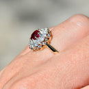 Vintage Ruby and Diamond 18ct Yellow Gold Halo Ring (1.32cts)