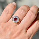 Vintage Ruby and Diamond 18ct Yellow Gold Halo Ring (1.32cts)