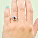 Vintage Ruby and Diamond 18ct Yellow Gold Halo Ring (1.32cts)