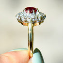 Vintage Ruby and Diamond 18ct Yellow Gold Halo Ring (1.32cts)