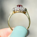 Vintage Ruby and Diamond 18ct Yellow Gold Halo Ring (1.32cts)