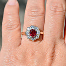 Vintage Ruby and Diamond 18ct Yellow Gold Halo Ring (1.32cts)