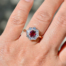 Vintage Ruby and Diamond 18ct Yellow Gold Halo Ring (1.32cts)