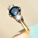Vintage 1970s Sapphire and Diamond 18ct Yellow Gold Three-Stone Ring (1.27cts)