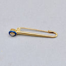 Antique Old European Cut Diamond & Blue Enamel 18ct Gold Safety Pin with Box